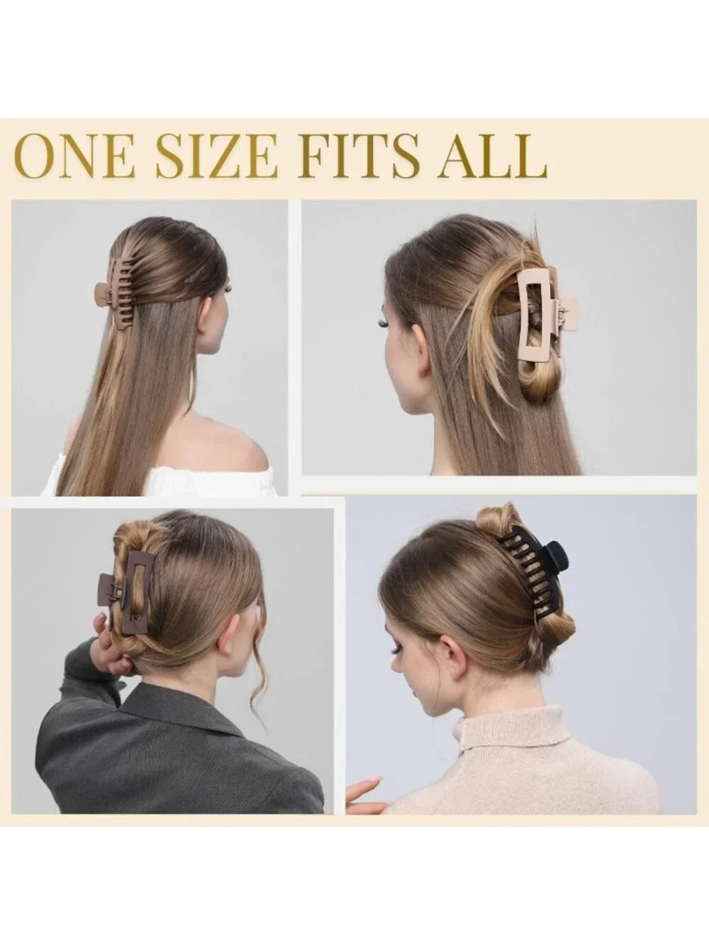 Large Hair Claw Clips for Women - Strong Hold Matte Banana Clips for All Hair